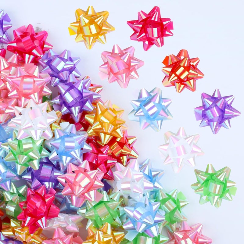 DYSHIPEN 100Pcs Small Star Bows for Gift Wrapping and Presents,Multiple coClour Christmas Bows,Birthdays, Weddings or Other Holidays. (Style6) - Image 4